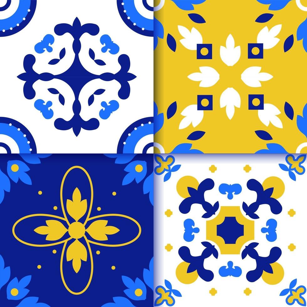 Azulejos Portuguese tile floor pattern vector