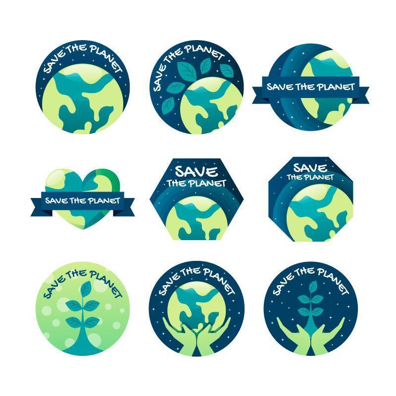 Earth Day Save The Planet Label Collection vector