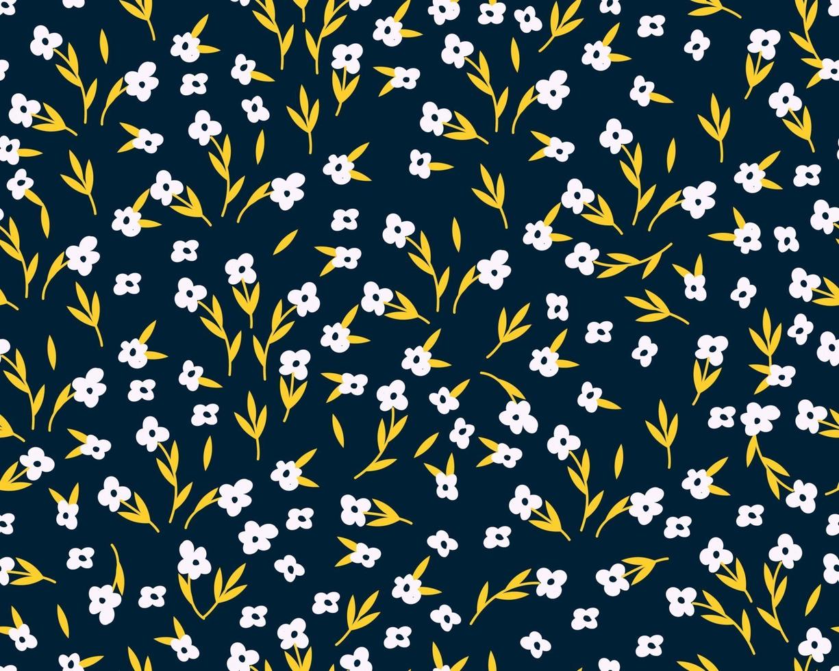 Spring seamless pattern with cute flowers. Hand drawn summer flora textile vector