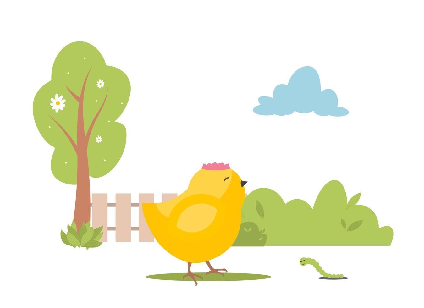 Little chick easter yellow animal. vector