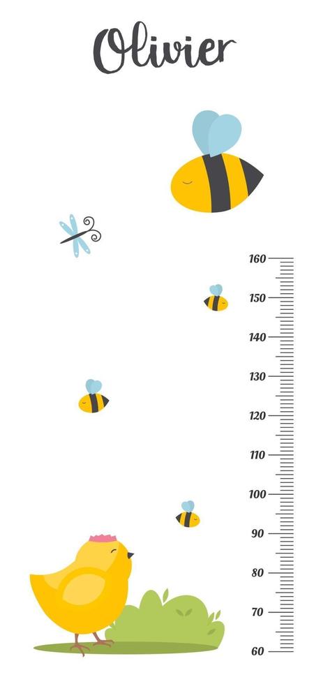 Kids height chart. Child height meter for kindergarten. vector