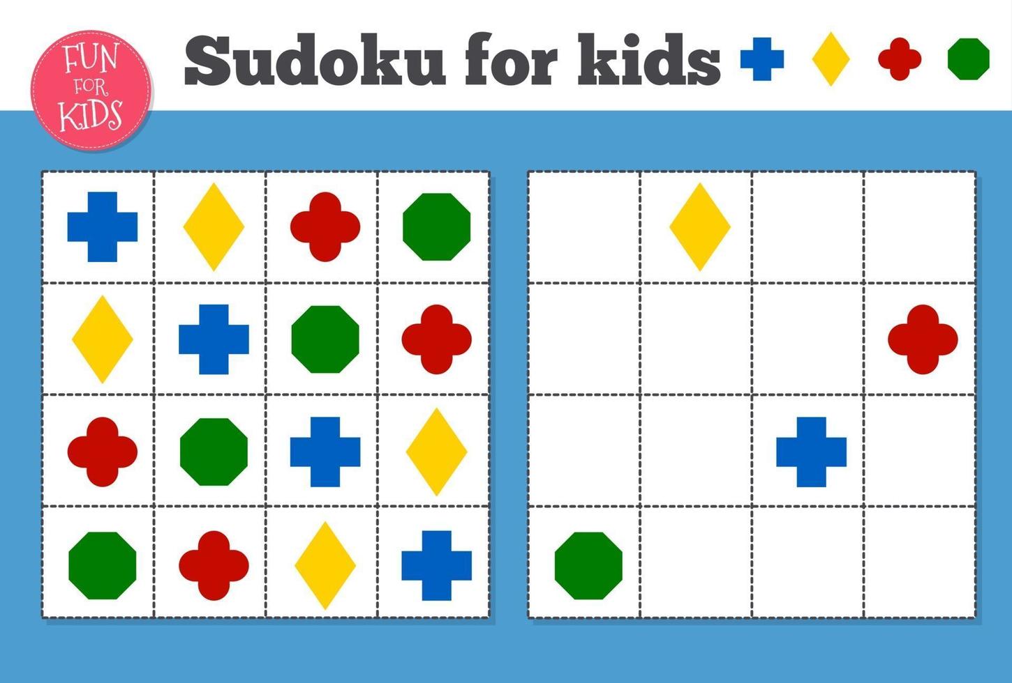 Sudoku. Kids and adult mathematical mosaic. Magic square. Logic puzzle game. vector