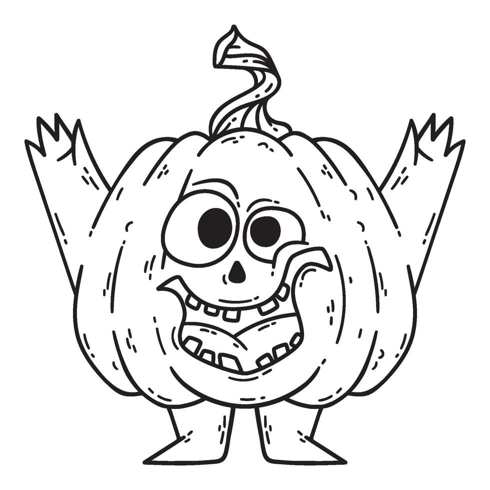 Halloween smiling pumpkin with hands and legs. vector