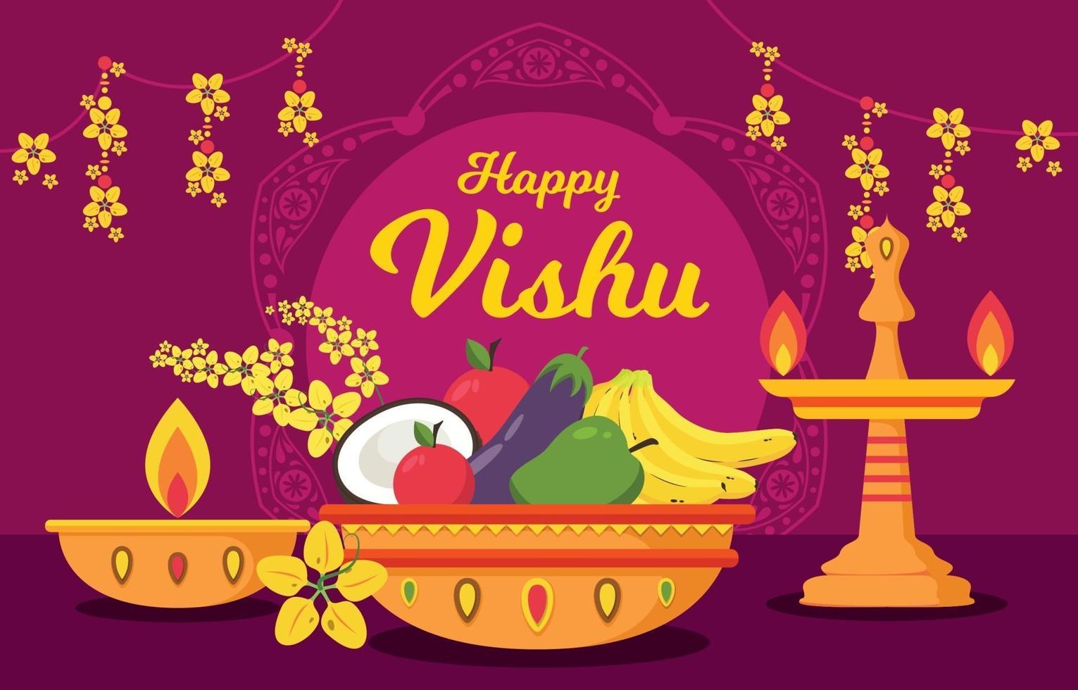 Happy Vishu Celebration Background vector