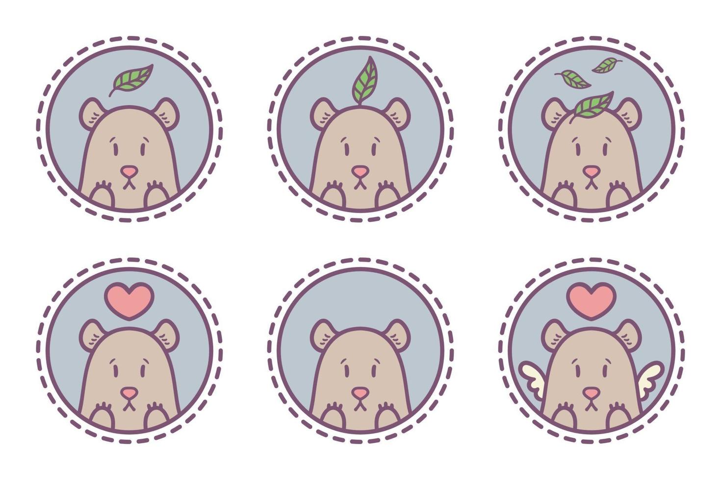 Set of bear emblems, icons, labels. vector