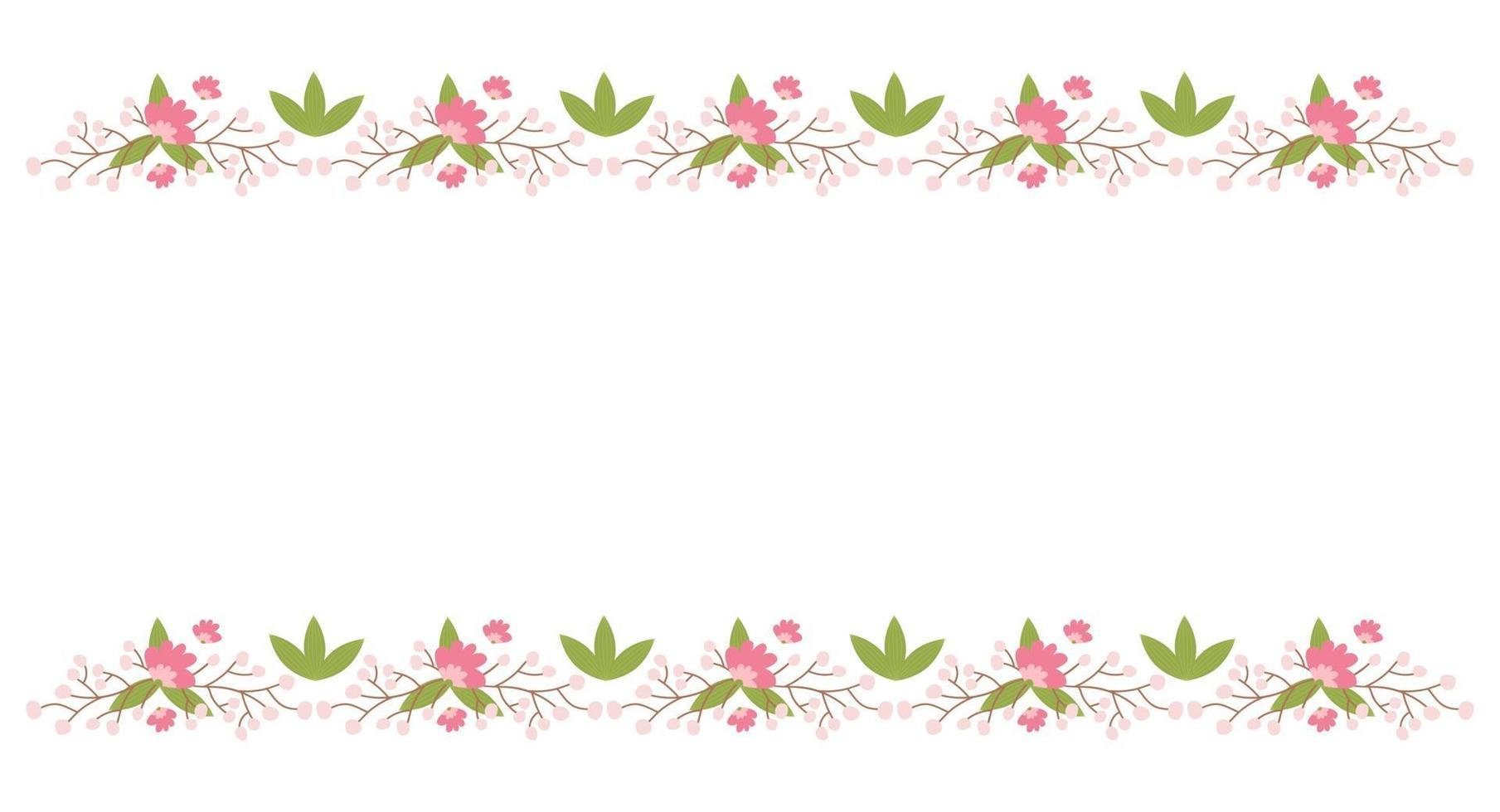 Floral border elements. Botanical bloom beautiful spring frame vector