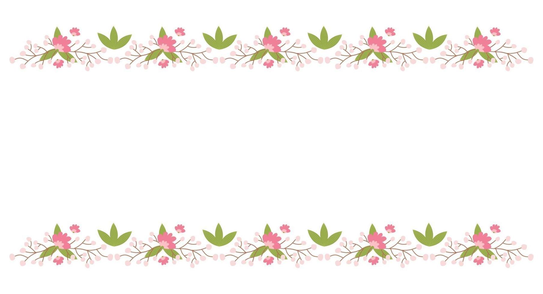 Floral border elements. Botanical bloom beautiful spring frame vector