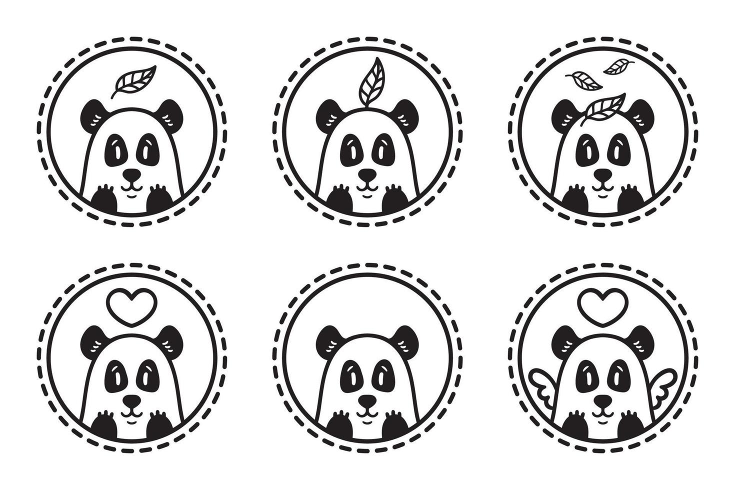 Set of panda emblems, icons, labels. vector