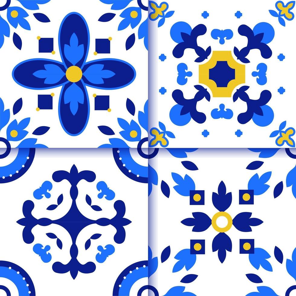 azulejos portugueses patrón de piso de baldosas vector