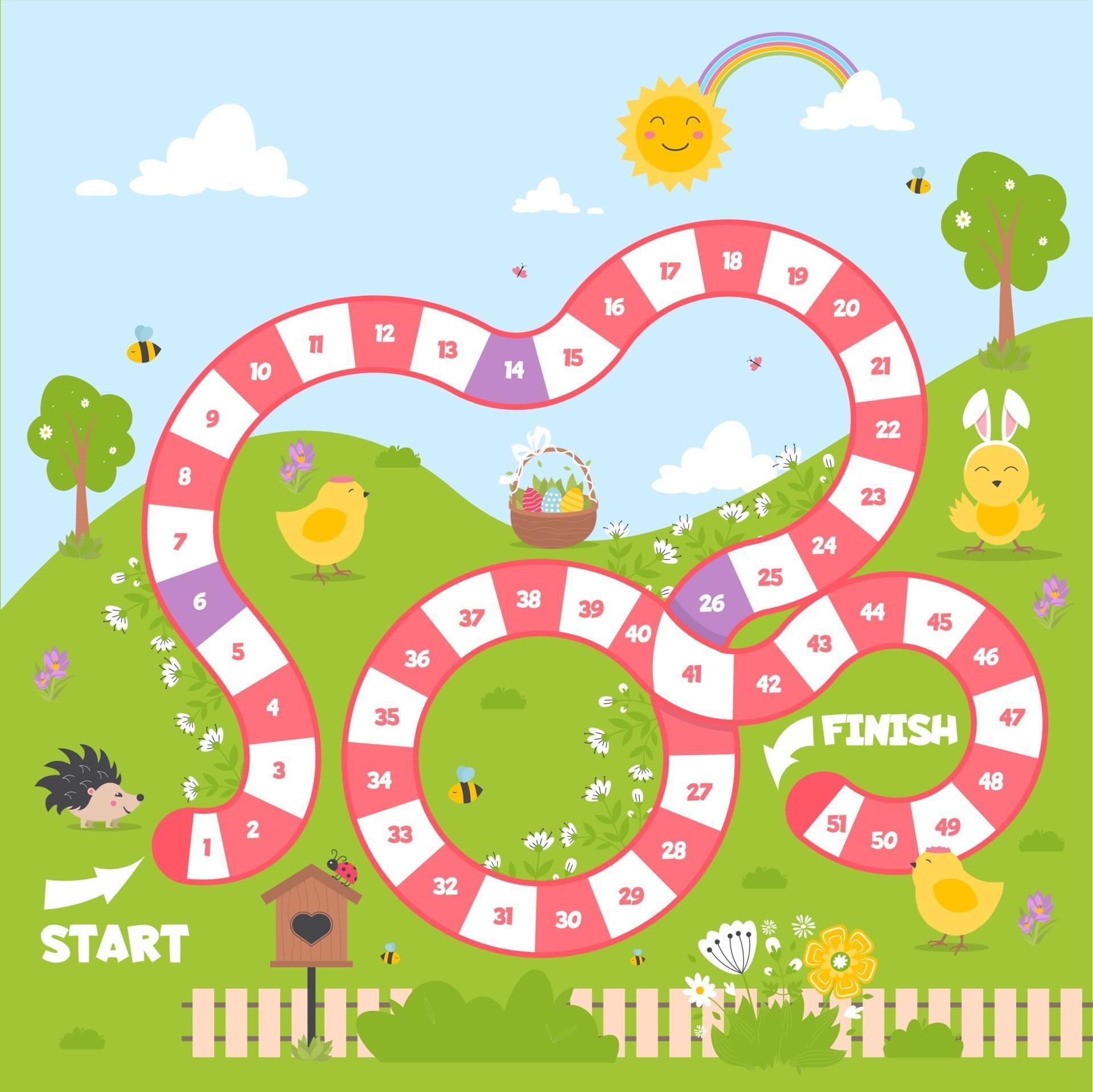 Board game with a block path. Spring season play game for children. 2143194 Vector Art at Vecteezy