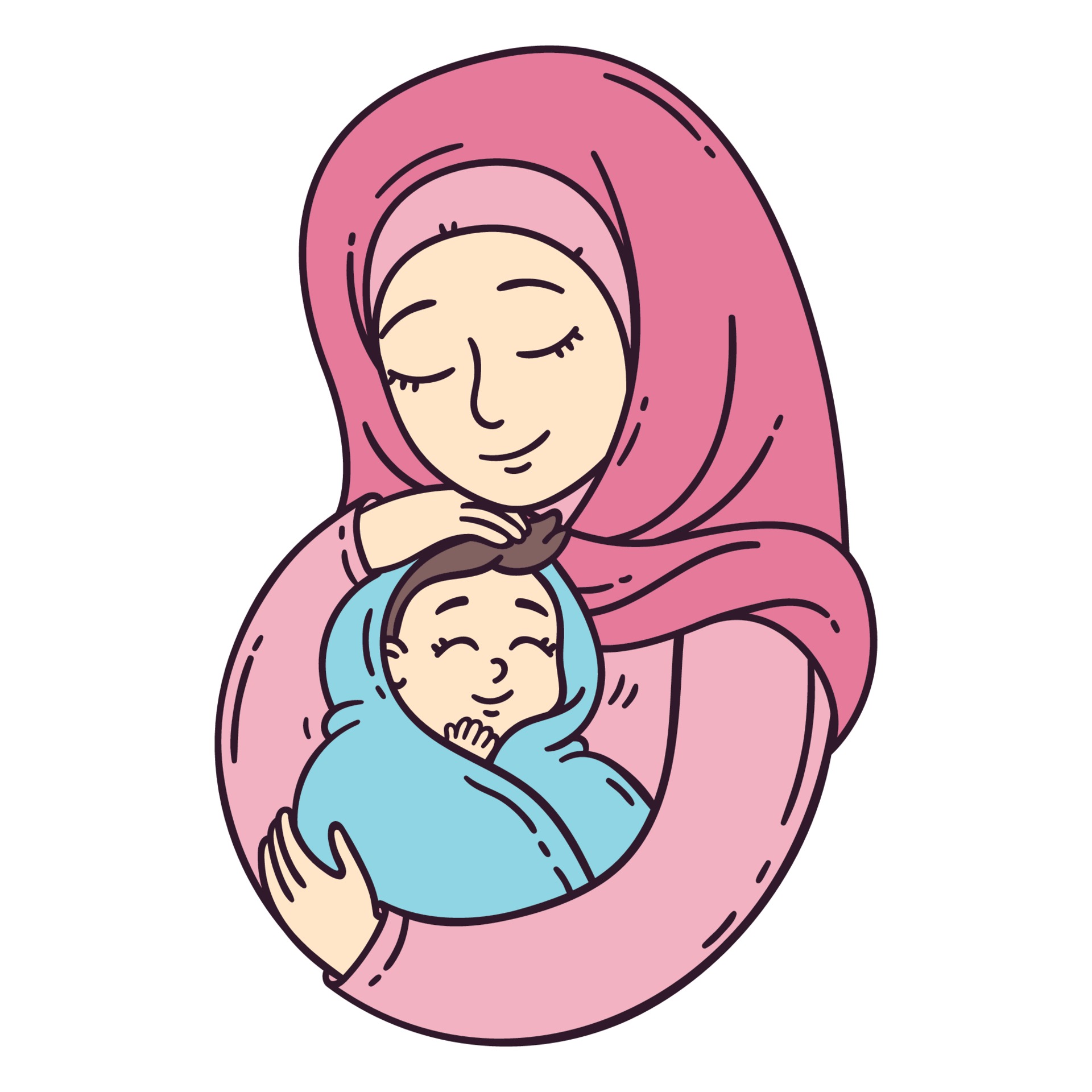 Muslim mother holding baby. 2143261 Vector Art at Vecteezy