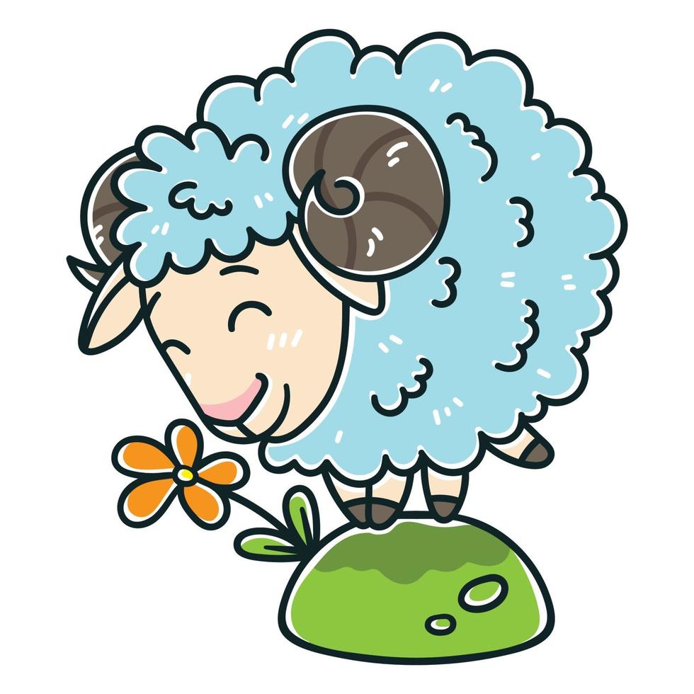 Sheep with a flower. vector