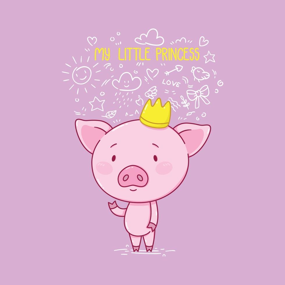 My little princess. Cute piggy in crown. 2143283 Vector Art at Vecteezy