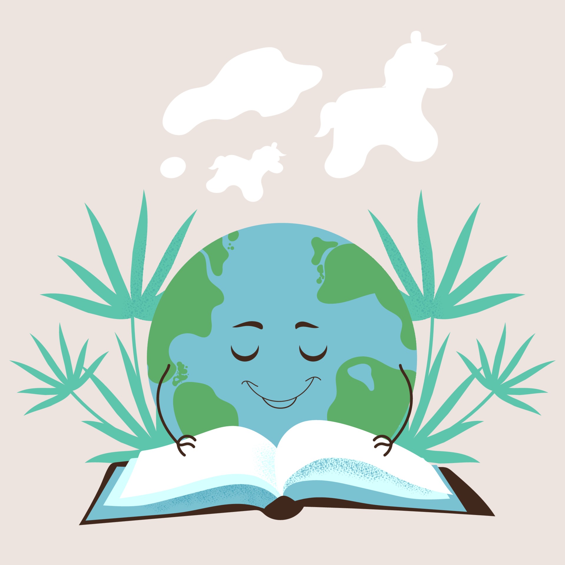 Cute planet earth is reading a book of fairy tales. Flat vector  illustration on isolated light background 2143303 Vector Art at Vecteezy