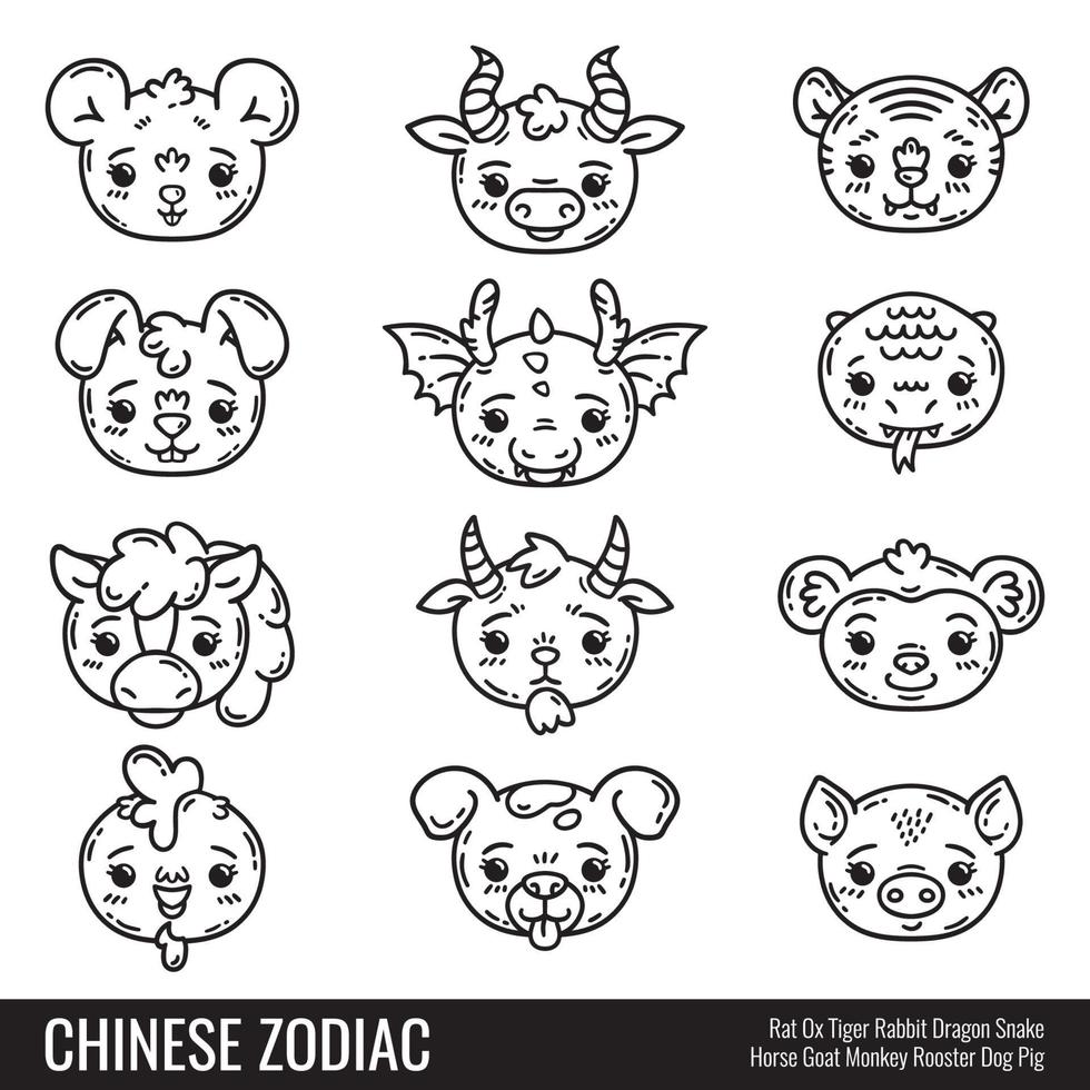 lindo zodiaco chino. vector