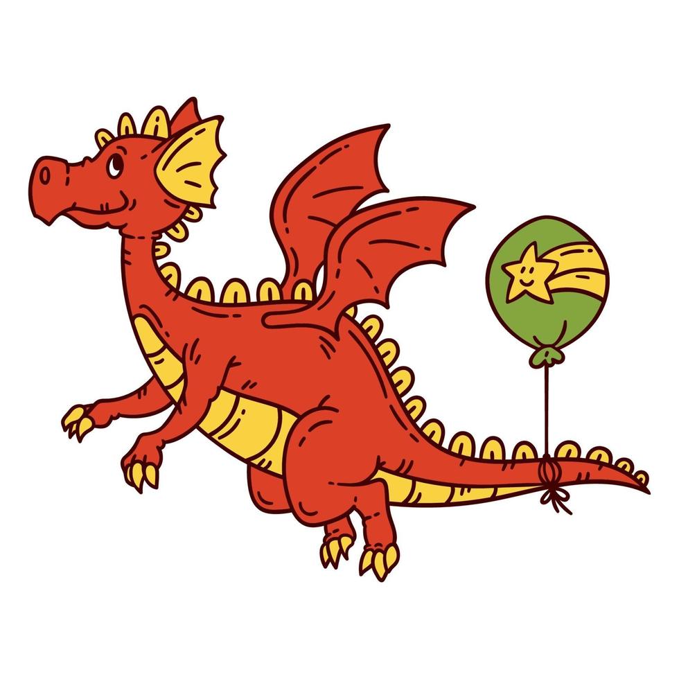 Red flying dragon. vector