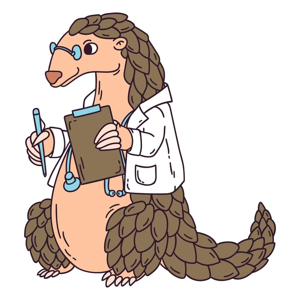 Pangolin the doctor. vector