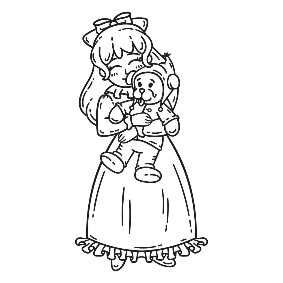 Little girl holding toy. vector