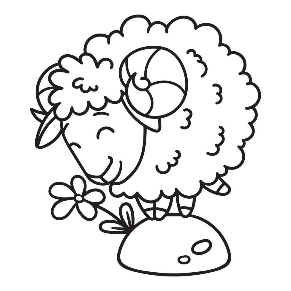 Sheep with a flower. vector