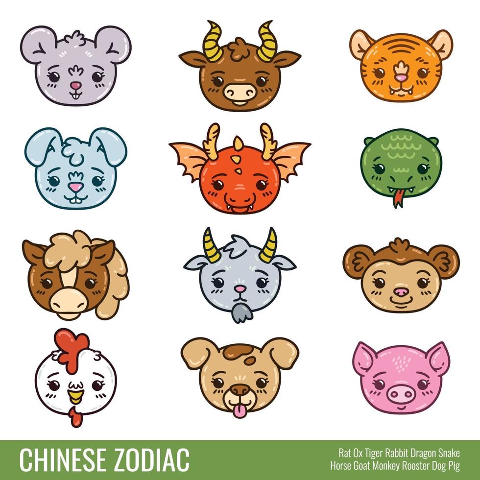 Cute chinese zodiac. vector