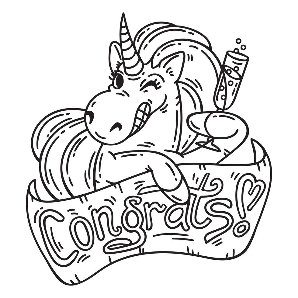 tarjeta de felicitación de unicornio. vector