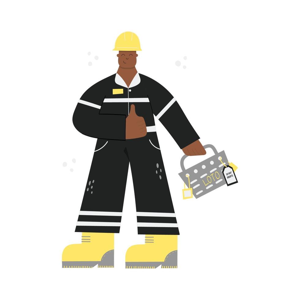 Black Factory industrial Worker with LOTO box vector