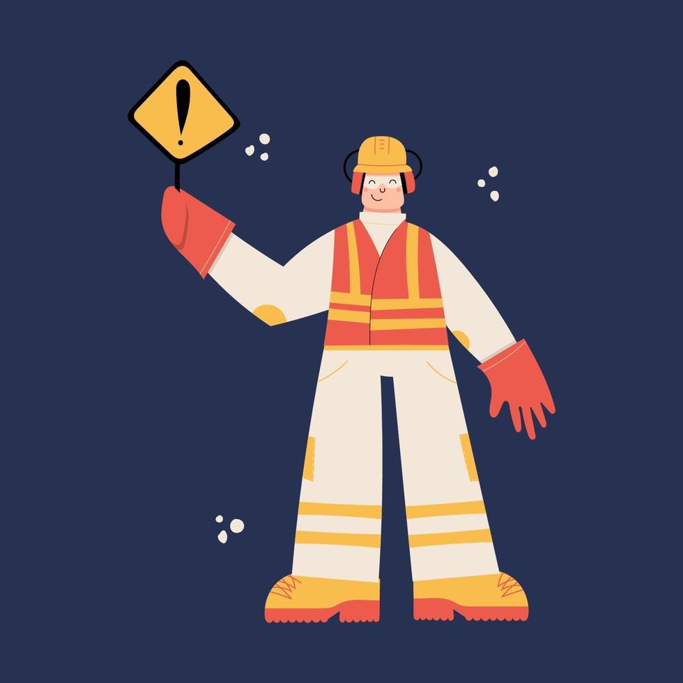 Road construction Worker with danger sign vector