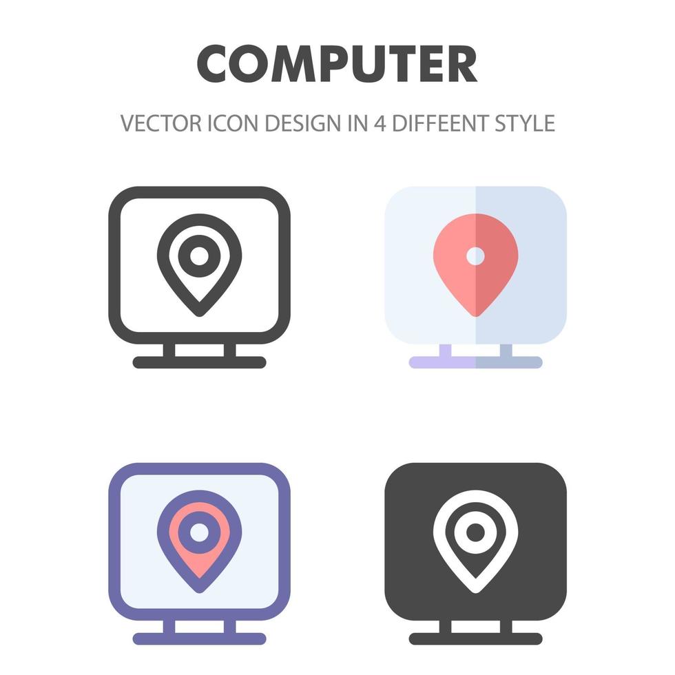 icono de computadora. para el diseño de su sitio web, logotipo, aplicación, interfaz de usuario. Ilustración de gráficos vectoriales y trazo editable. eps 10. vector