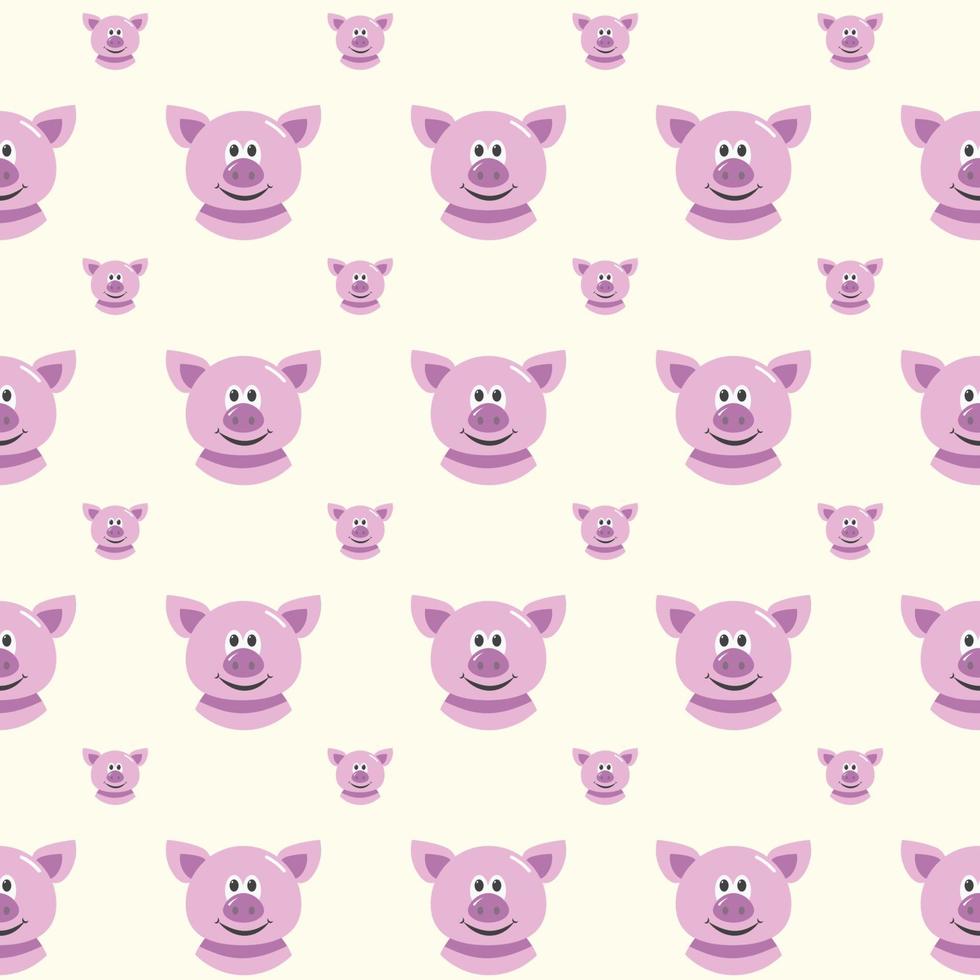 seamless pattern with cute cartoon pigs vector
