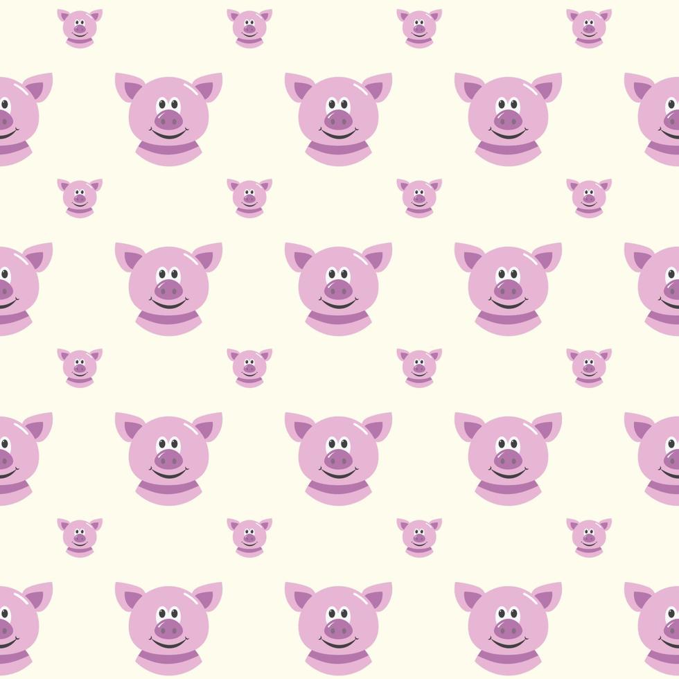 seamless pattern with cute cartoon pigs vector