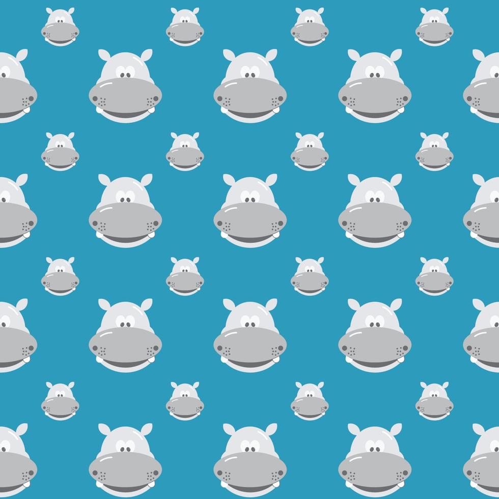 Seamless pattern with hippo vector illustration