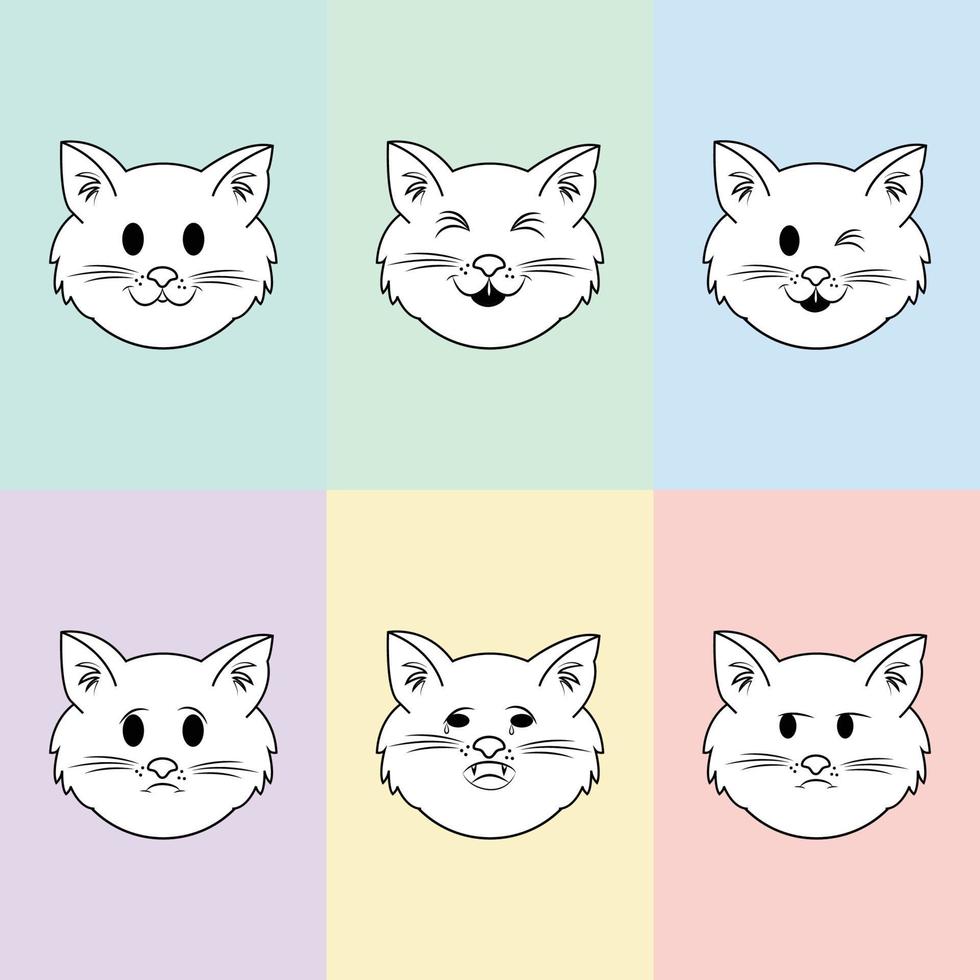 Cute Cat Emoticon Icon Set 2143725 Vector Art at Vecteezy Cute Cat Emoticon Icon Set 2143725 Vector Art at Vecteezy