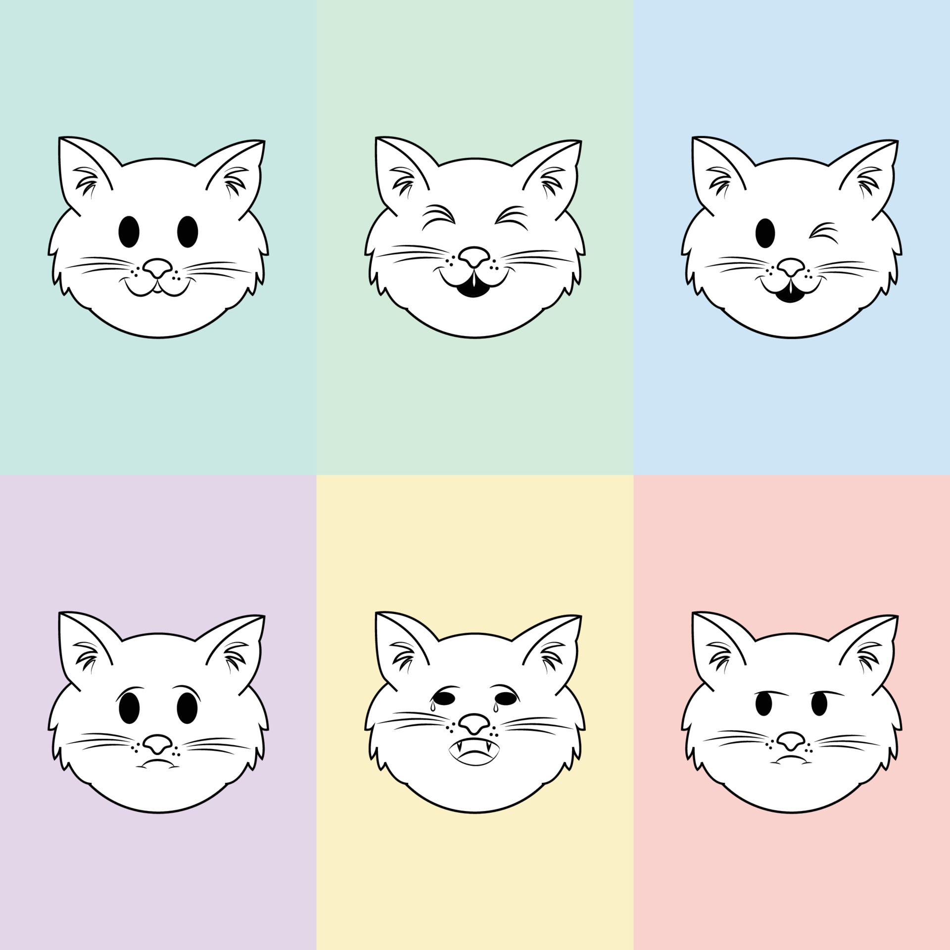 cute cats icon set, Stock vector