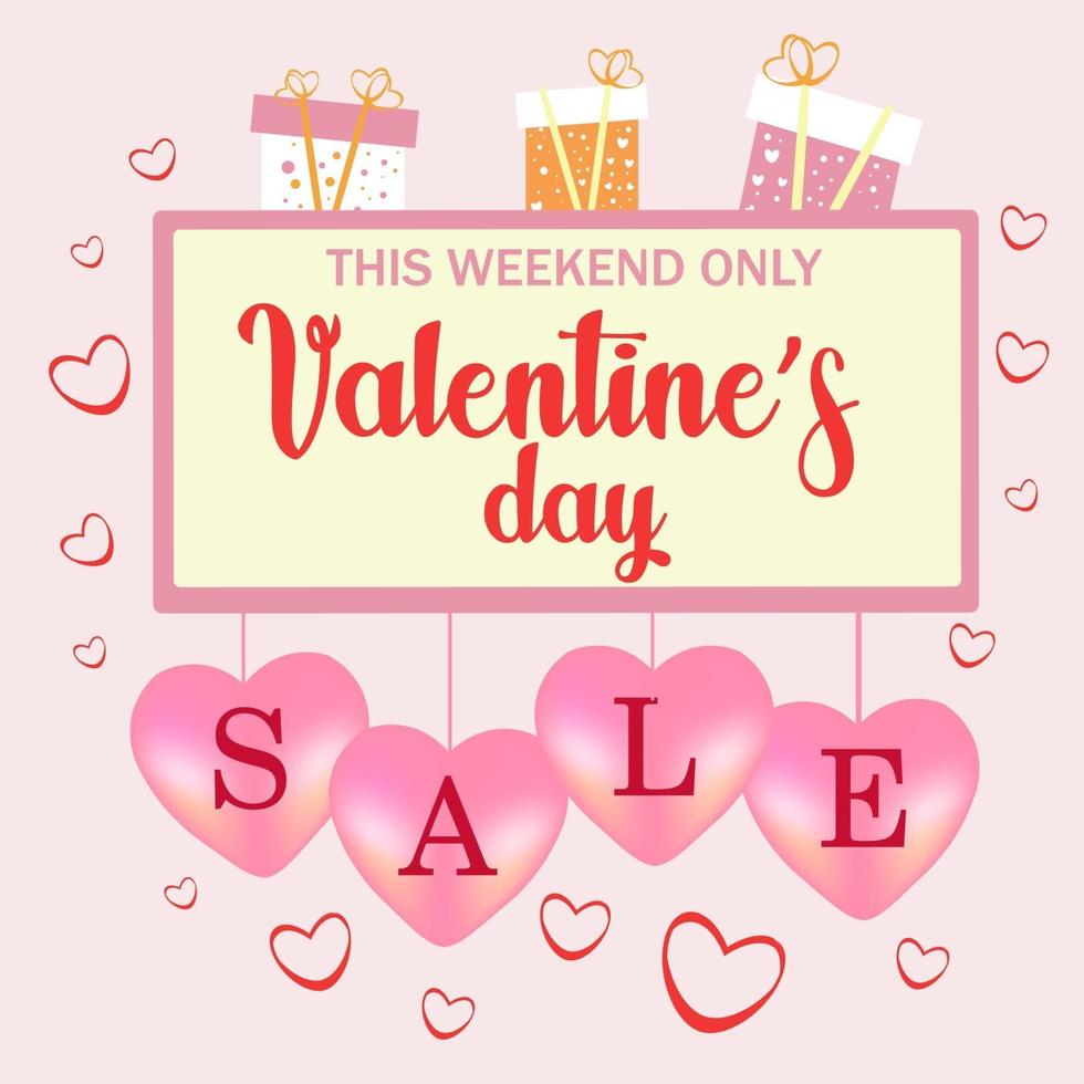 Valentine's Day Sale background with Heart Shaped Balloons. Vector illustration.Wallpaper.flyers, invitations, posters, brochures, banners.