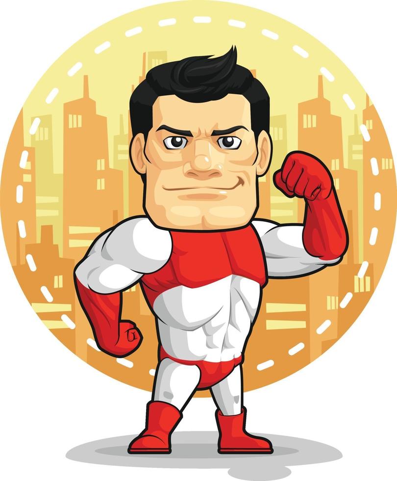 caricatura de superhéroe vigilante en traje de spandex mascota vector