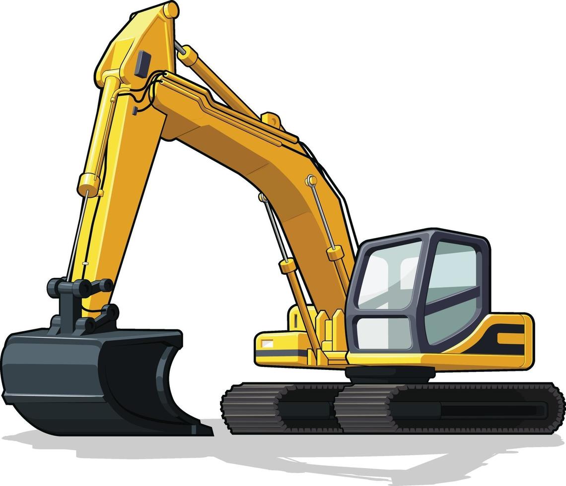 Excavator Construction Earthmover Digger Heavy Machine Cartoon vector