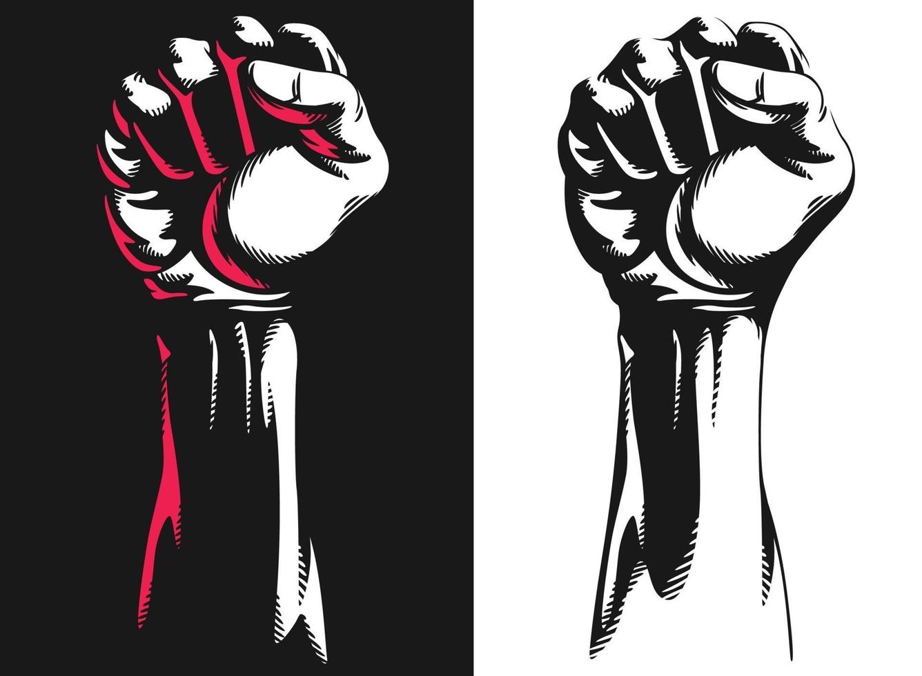 Silhouette Raised Rist Hand Clenched Protest Illustration Drawing vector