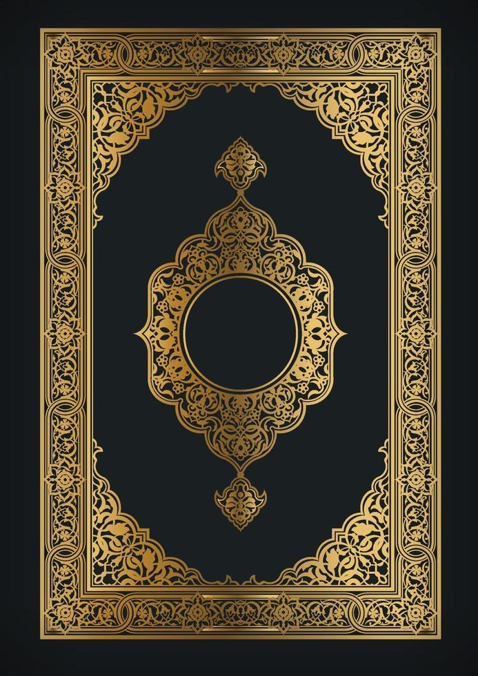 ornamento marco oro caligrafía árabe aislado cubierta decorativa vector