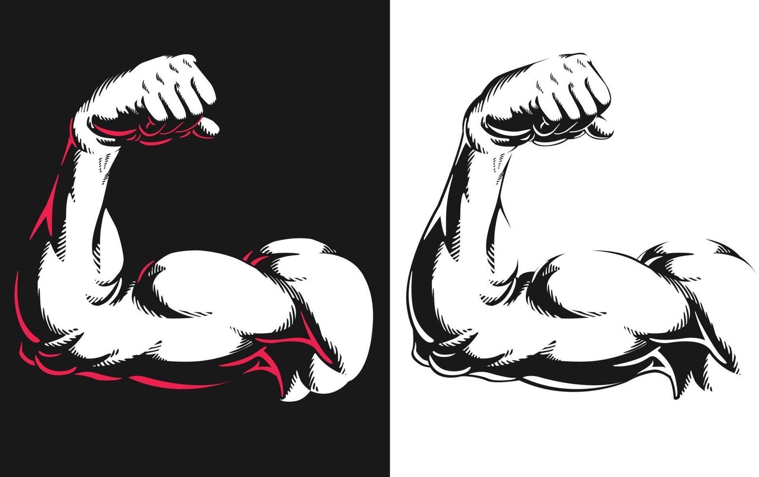 silueta brazo bíceps músculo flexionando culturismo fitness ilustración vector