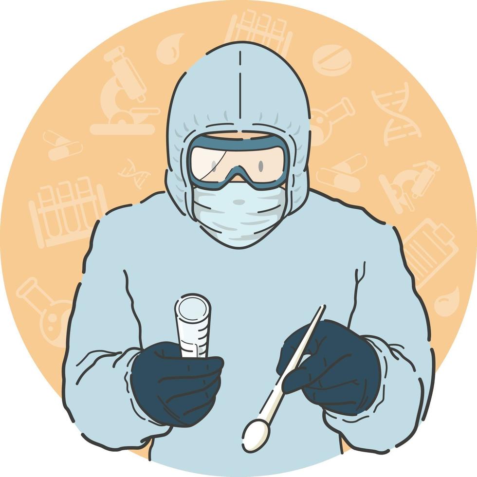 Medical Worker Taking Swab Test Sample in Personal Protective Gears vector
