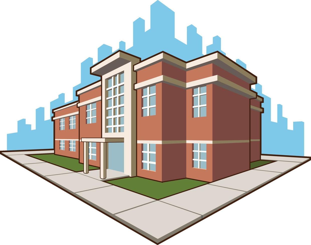 School Building College Academy Education Cartoon Vector Illustration
