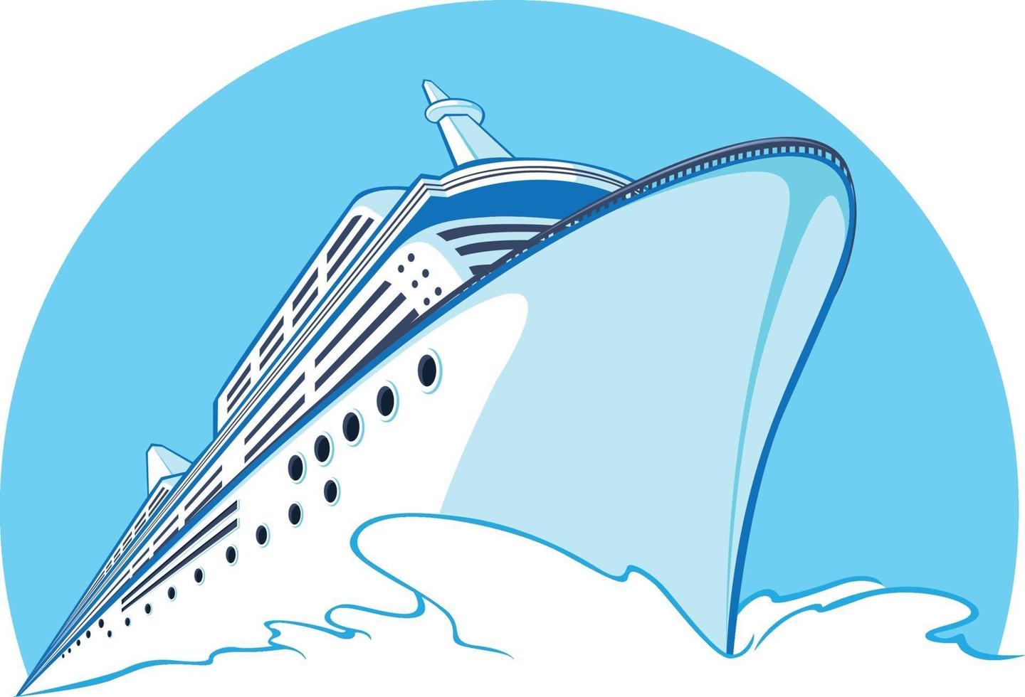 Cruise Ship Vacation Yacht Ocean Liner Cartoon Logo Illustration vector