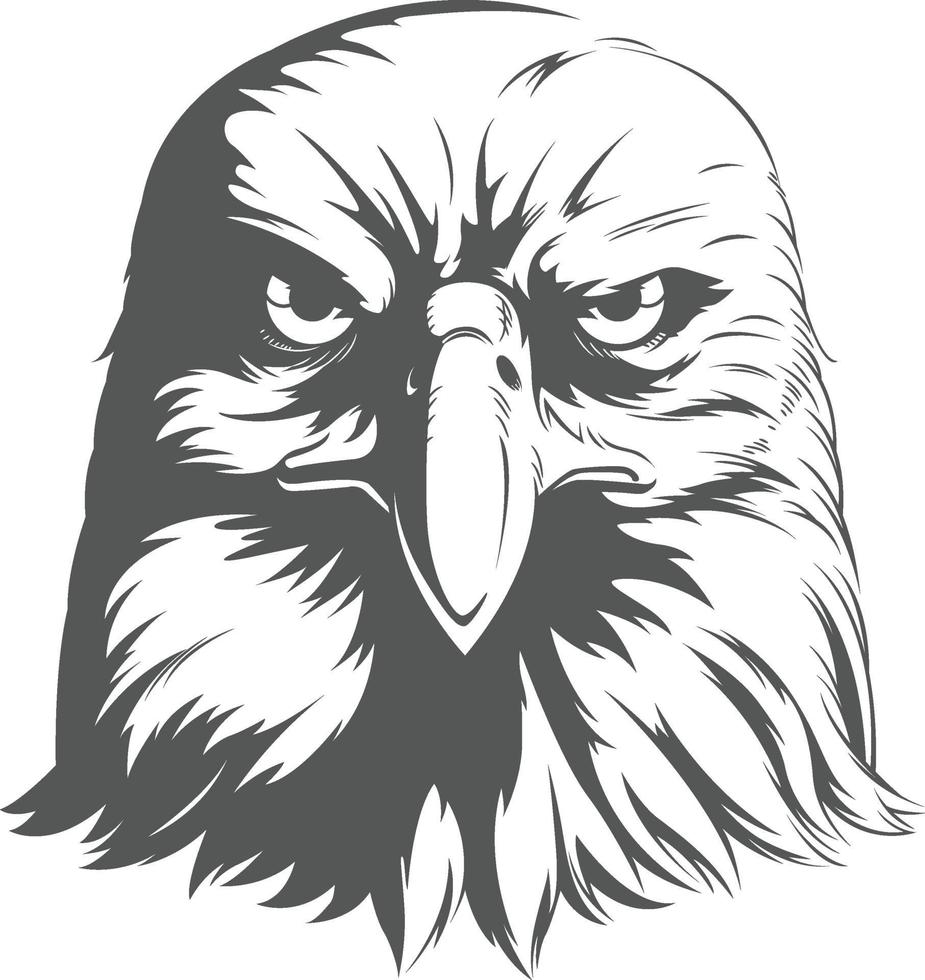 Eagle Falcon Hawk Head Front View Silhouette Black Illustration vector