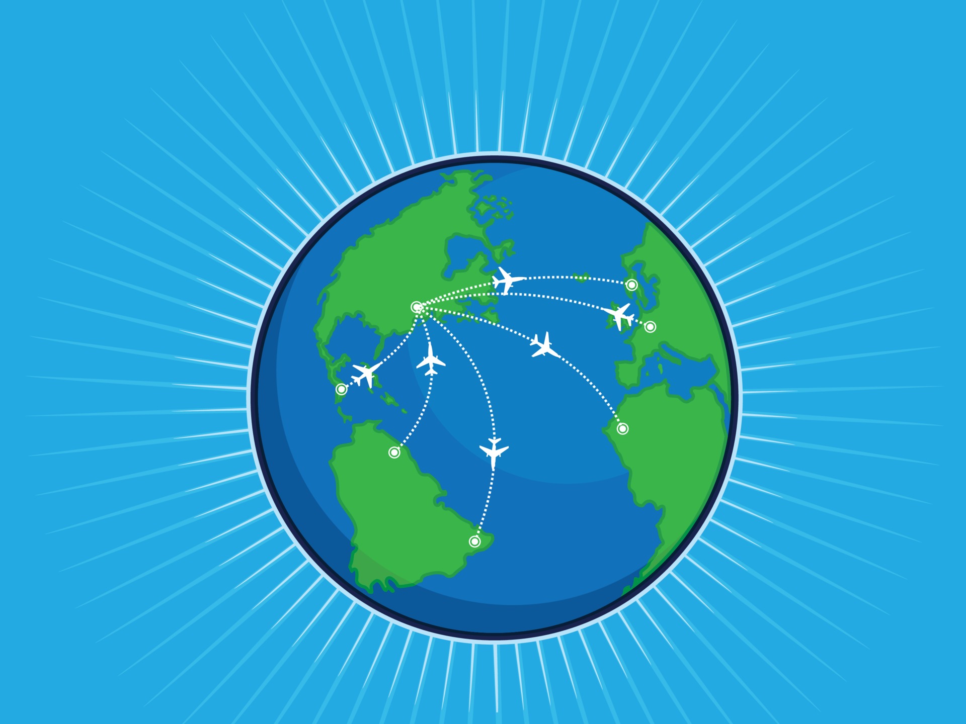 Plane Routes Around The World Airplane Flight Route Map On Globe World Illustration Vector 2144073 Vector  Art At Vecteezy