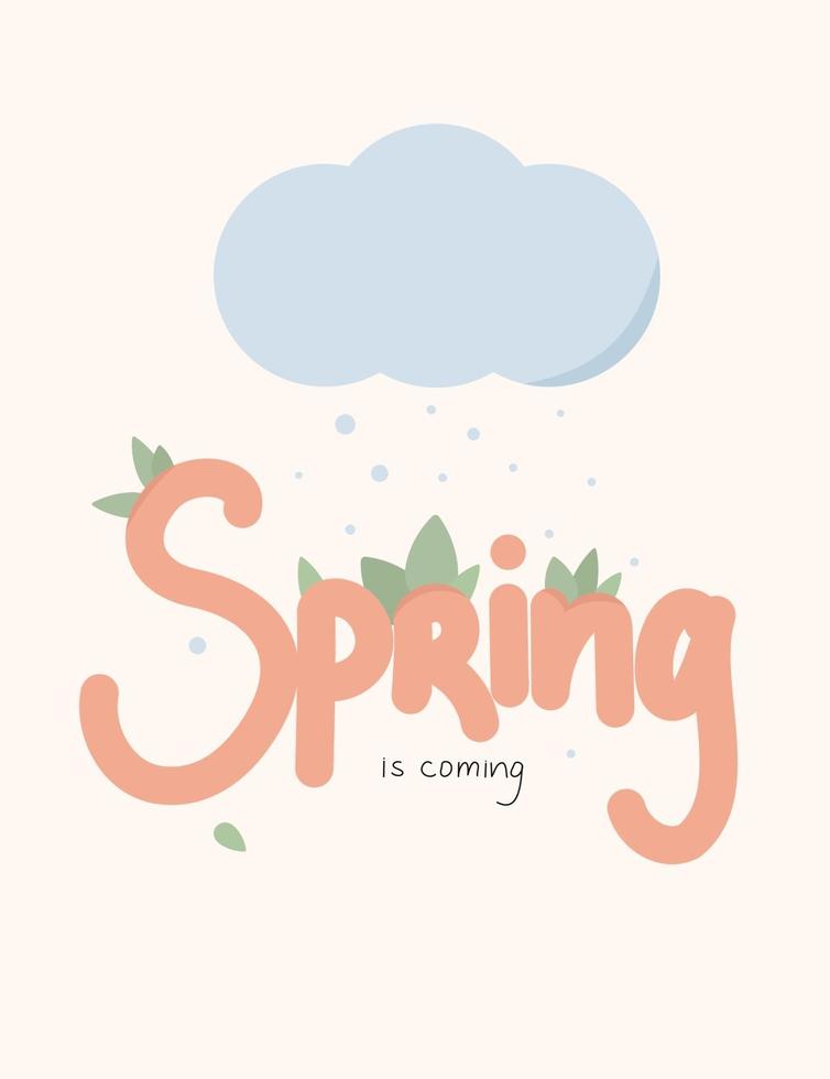 Spring is coming nice lettering vector illustration