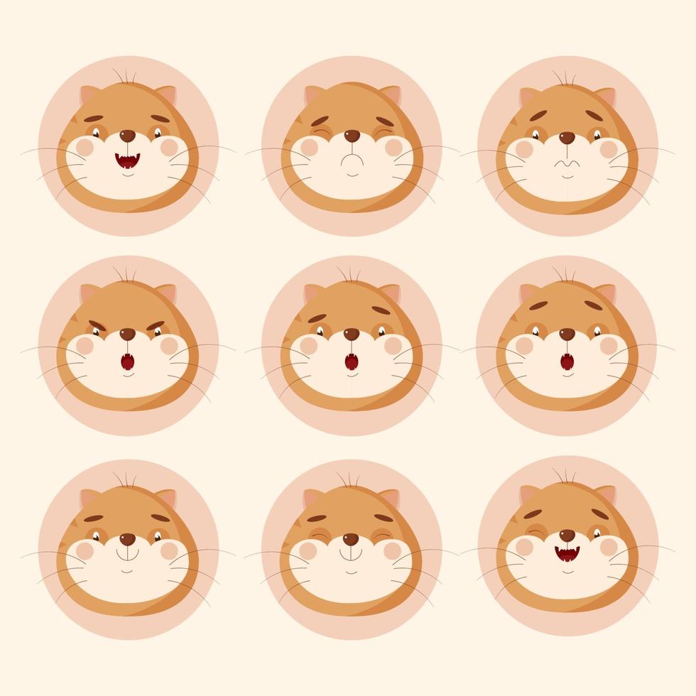 Set of cat emotions stickers cute vector illustration