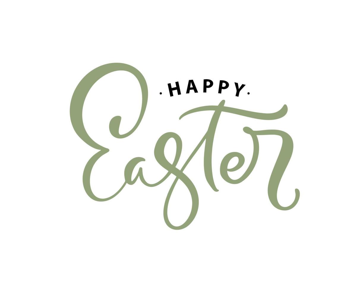 Happy Easter Vector Hand drawn lettering text for Greeting Card. Typographical phrase Handmade calligraphy quote on isolated white background