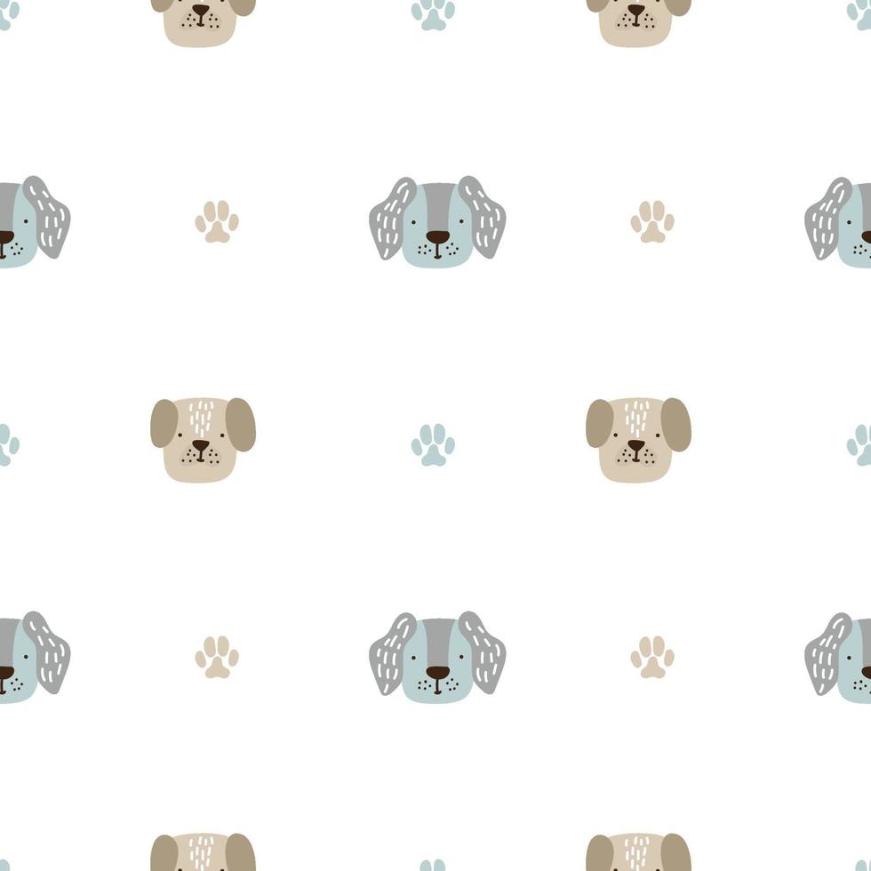 Seamless childish pattern with dog animal faces. Creative nursery background. Perfect for kids design, baby fabric wrapping, wallpaper textile apparel vector