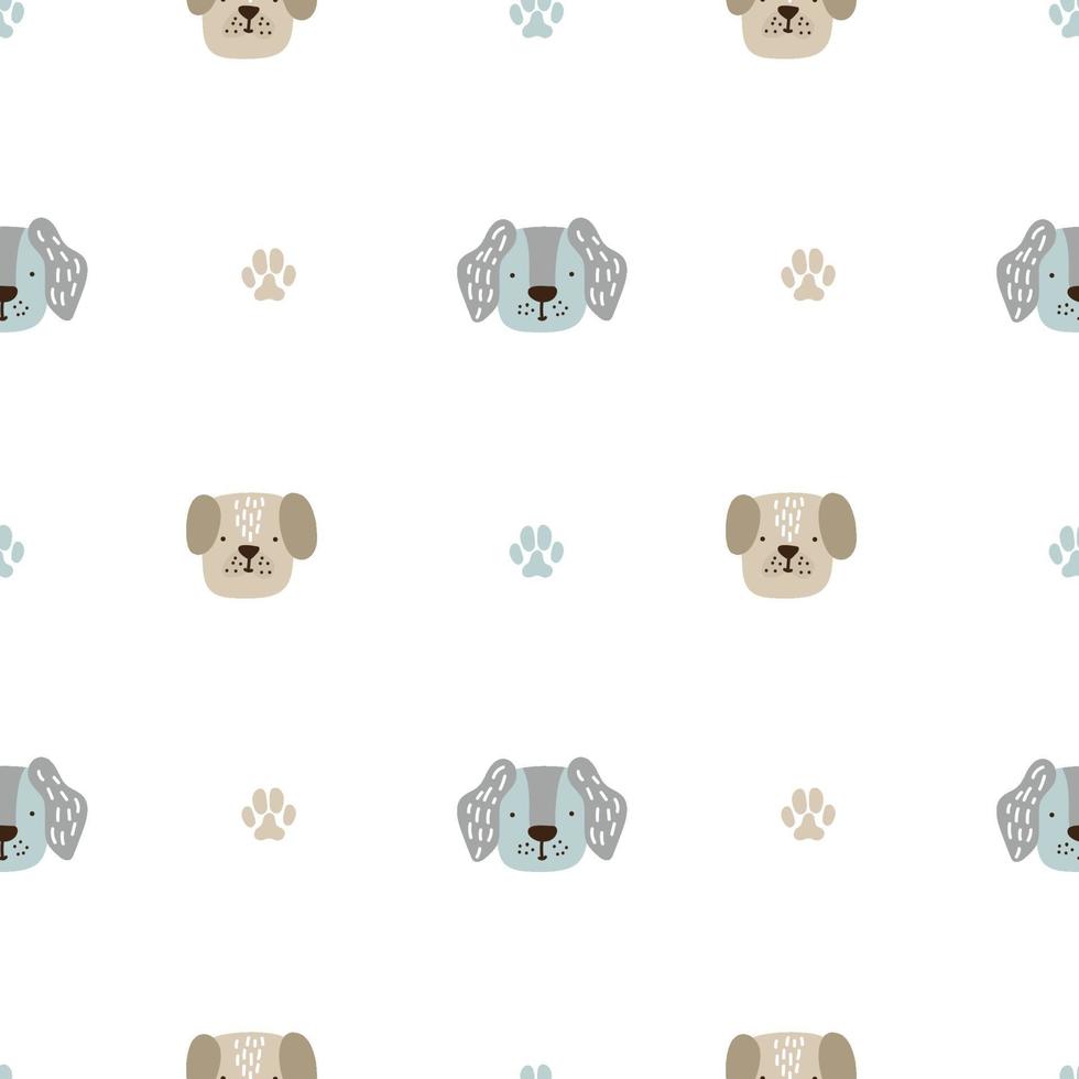 Seamless childish pattern with dog animal faces. Creative nursery background. Perfect for kids design, baby fabric wrapping, wallpaper textile apparel vector