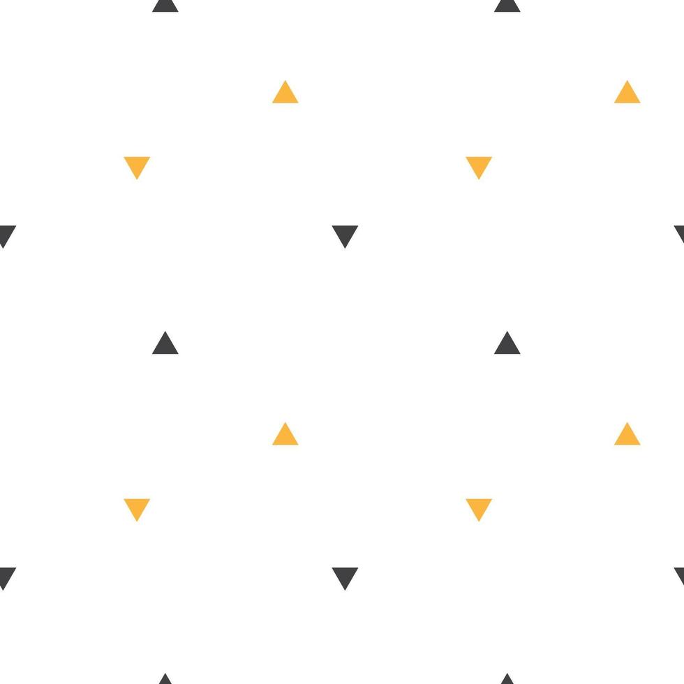 Abstract geometrical seamless scandinavian pattern. Vector triangle ornament with orange and black colors. Simple texture for nordic baby wallpaper, fills, web page background